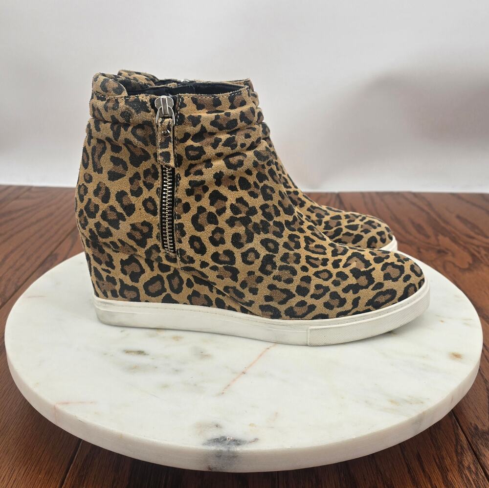 Linea‎ Paolo Freida Platform Wedge Bootie In Suede Cheetah Print